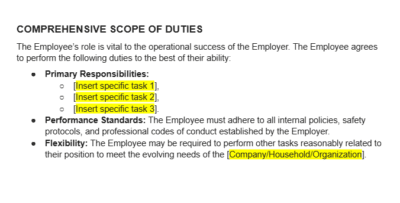 Universal Employment Agreement Template