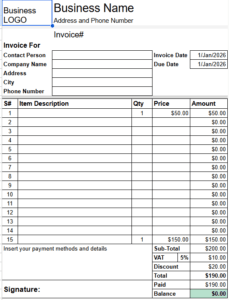 Automated Invoice Template